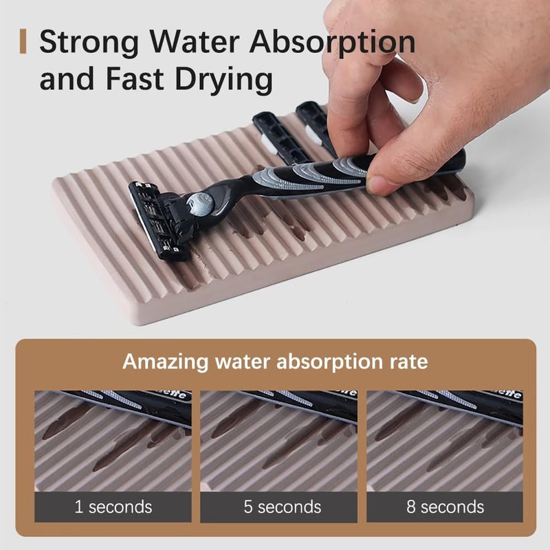 NICITY Diatomite Razor Holder for Shower,Water Absorption Fast Drying Natural Diatomite Tray for Razor Soap Shaving Cream Foam Bottle Face Wash (Brown) - Image 2